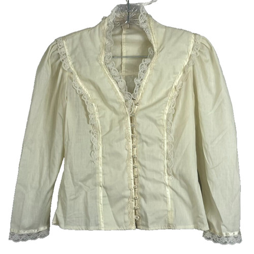 Camicetta Michael Kors donna M anni 70 vittoriana con bottoni e bordo in pizzo