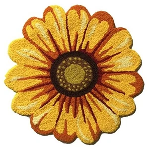 Sunflower Area Rug Mat 25" x 25" Yellow Floral Bathroom Rug Soft Plush Flower - Picture 1 of 7