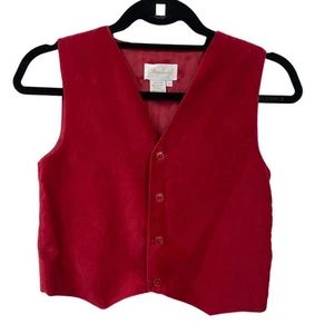 Vintage Strasburg Red Velour Button Up Vest Boys 7 - Picture 1 of 5