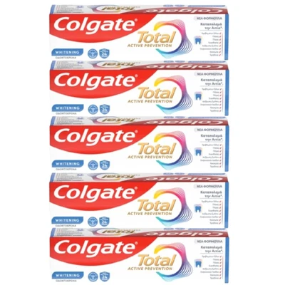 Colgate Total Active Prevention Whitening Toothpaste 75ml / 2.55oz (Pack of 5) - Image 1 of 4