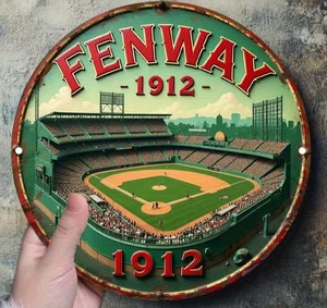 RETRO OLD STYLE - BASEBALL METAL SIGN SPORTS - FENWAY PARK 1912 MAN CAVE OFFICE - Picture 1 of 2