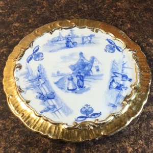 Plato caliente/remache holandés estilo azul Delft vintage pareja - Imagen 1 de 3