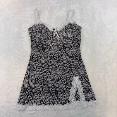 De Colección Rampage Estampado de Cebra Lencería Babydoll Vestido Cami Encaje Sujetador Mujer Talla MD Y2K Foto 1 de 4