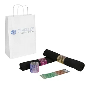 25 Rainbow Rhinestone Napkin Rings - 8 Row Reusable Fasteners - Picture 1 of 5