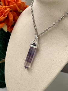 GORGEOUS VINTAGE MODERNIST SOLID STERLING SILVER BLUE JOHN PENDANT 16" NECKLACE - Picture 1 of 13