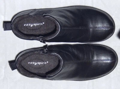 NUEVOS botines de cuero genuino Easy Spirit, negros, antideslizantes, con forro suave, talla 5 Foto 1 de 4