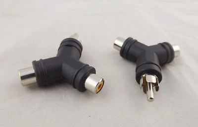10pcs Y Type 1 RCA Male To 2 RCA Female Audio Cable Splitter Adapter Connector - Image 1 of 4