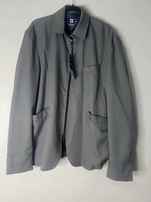 Chaqueta Haggar Euro Hombre ~ XL Gris Cremallera Poliéster Foto 1 de 4
