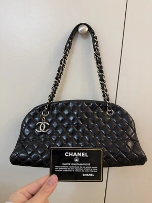 Bolso CHANEL acolchado JUST MADEMOISELLE Bowling Negro Iridiscente Cadena Bolso de hombro Foto 1 de 4