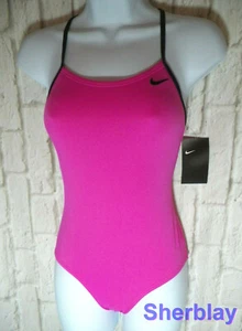Nike Swim Big Girls Racerback One Piece Swimsuit Laser Fuchsia Size Medium - Picture 1 of 7
