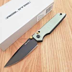 Real Steel Sacra Folding Knife 3.13" Bohler K110 Steel Blade Jade G10 Handle - Picture 1 of 11