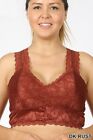 Plus Size Lace Mesh Lined Stretch Bralette Dk Rust Hourglass Back 2xl