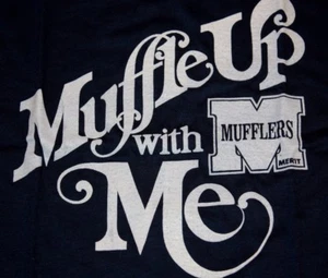 M * thin vtg 70s MUFFLE UP WITH ME merit mufflers t shirt * deadstock - Picture 1 of 4