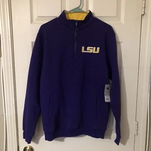 LSU Tigers Men’s Medium Purple 1/4 Zip Fleece NCAA Football Jacket Sweater NWT - Picture 1 of 12