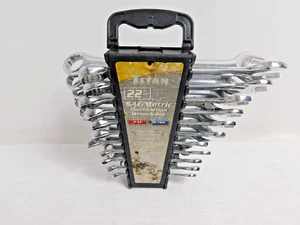 E7 - Titan 22pc SAE/Metric Combo Wrench Ratchet Set - Picture 1 of 6