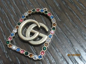 GUCCI ZIPPER PULL CHARM BRONZY GOLD metal MIXED colored stones 32mm X 22MM lot 1 - Picture 1 of 4