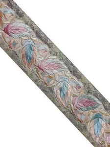 Vintage Saree Border India Decorative Trim Antique Embroidered Ribbon Silk Sari - Picture 1 of 8