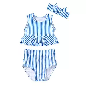 0M-3T Infant Girl Bikini Set Baby Vest Bathing Suit Toddler Girls 3 Piece Swi... - Picture 1 of 7