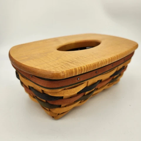 Longaberger 1998 Shades of Autumn Bakers Bounty Basket+Woodcrafts Tissue Lid EUC Cover
