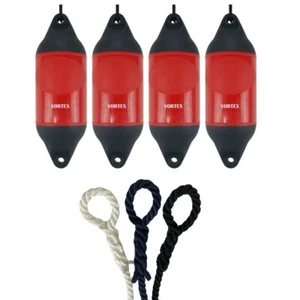 4 x HURRICANE Vortex Bootsfender: rot PM03 - FREE SPLICED END 10MM SEIL - Bild 1 von 2