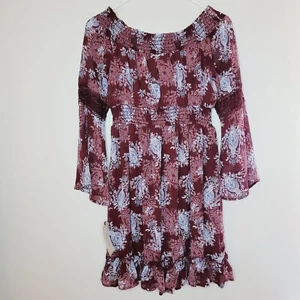 Adam Levine Kleid Damen klein Herbst Blumen romantisch rot schulterfrei Spitze Cowgirl - Bild 1 von 10