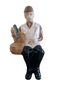 Ballantines Liquor Whisky Bottle. Ceramic Fly Fisherman. 1969 #185 Vintage Bar - Picture 1 of 13