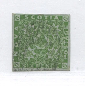 Nova Scotia 1851 6d yellow green used with 4 very large even margins - Picture 1 of 1