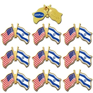 100Pack American Israel Friendship Flag Pins-1.5” Metal Patriotic US USA Israeli - Picture 1 of 12
