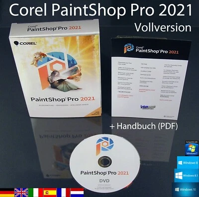 Corel PaintShop Pro 2021 Vollversion Windows Box + DVD, Handbuch (PDF) OVP NEU - Bild 1 von 4