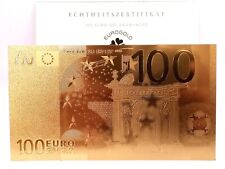 100 Euro Gold Banknote Geldschein 24 Karat 99,9 Gold mit inoff. Zertifikat