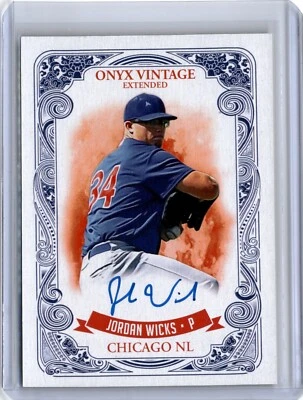 2021 Onyx Vintage Extended Blue Ink Jordan Wicks Auto (B33) A9 Cubs - Image 1 of 2
