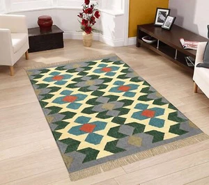 Rug Kilim Wool Jute Rug Vintage Rug Natural Handwoven Traditional kilim Rugs - Picture 1 of 12