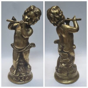 Lovely old signed putto puttini cherub bronze playing flute 16,5 cm x 6 cm - Picture 1 of 7