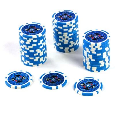 50 Poker-Chips Wert 50 Blau Laserchip 12g Metallkern Jetons Coin für Pokerkoffer - Bild 1 von 4