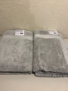 Lotto di 2 asciugamani da bagno puramente indulgenti 30”X58” Harbor Mist Oeko -Tex Made in Green - Foto 1 di 7