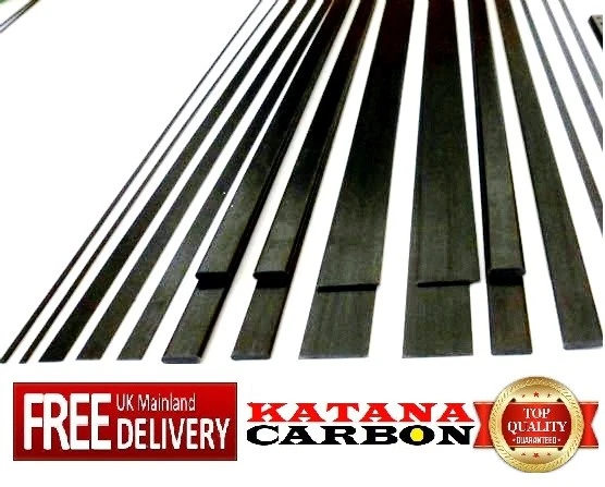 5 x Carbon Fiber Strips Pultruded 0.5mm Thickness x 3mm 5mm 10mm Width x 1000mm - Image 1 of 1