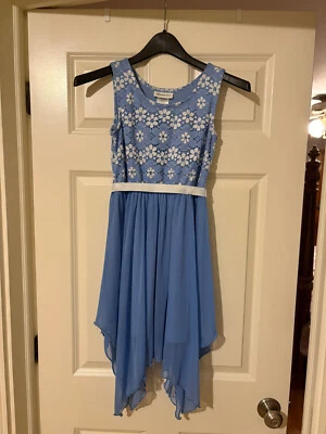 Bonnie Jean Blue & White Floral Dress - Girls Size 14 - Image 1 of 3