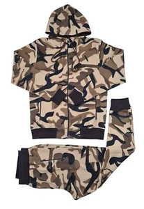 Time Is Money Men's Camouflage Tracksuit – Camo Full Zip-Up Hoodie & Joggers Set - Picture 1 of 6