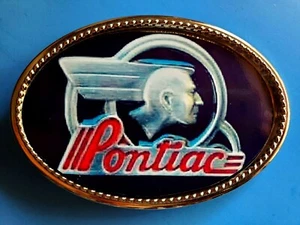 PONTIAC VINTAGE Logo Epoxy Buckle Epoxy Photo Buckle - Picture 1 of 1