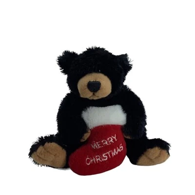 Ganz Black Bear Merry Christmas Messengers Plush Stuffed Animal 4" Stocking - Image 1 of 4