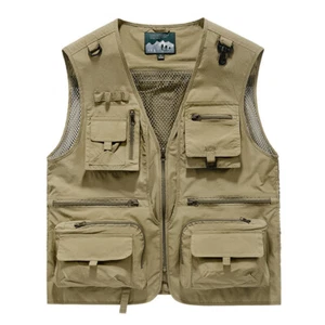 Chaleco Chaleco para Hombres Utilidad Multi-bolsillo Chaleco de Pesca Deportes Ropa de Trabajo Pescador - Imagen 1 de 21