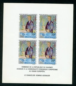 Dahomey Proof of Souvenir sheet: 1967 Konrad Adenauer; Scott #C58a; IMPERF; MNH - Picture 1 of 2