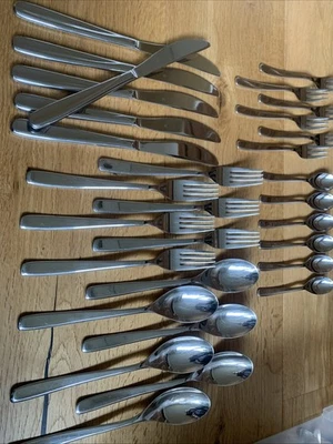 WMF Sinus Cromargan Besteck 6 Personen 30 Teile Kaffee Kuchen Messer Gabel Löffe - Bild 1 von 4