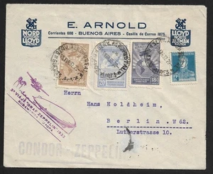 GRAF ZEPPELIN ARGENTINA TO GERMANY AIRMAIL CONDOR-ZEPPELIN NORD LLOYD COVER 1932 - Picture 1 of 2