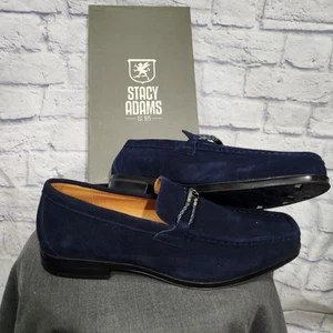 Mocasines de gamuza azul marino Stacy Adams para hombre con detalle de broca de metal talla 11 - Imagen 1 de 6