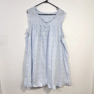 Blue Floral Sleeveless Nightgown Ruffle Trim 1X Cottagecore Romantic Sleepwear - Picture 1 of 5