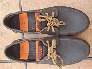 Crocs Classic Boat Shoes Mens Sz 9 Beach Casual Walking Loafers Brown Orange - Picture 1 of 3