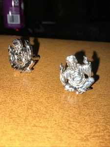 Gemelli da uomo vintage antichi in argento sterling, set di gemelli Buddha in preghiera - Foto 1 di 3