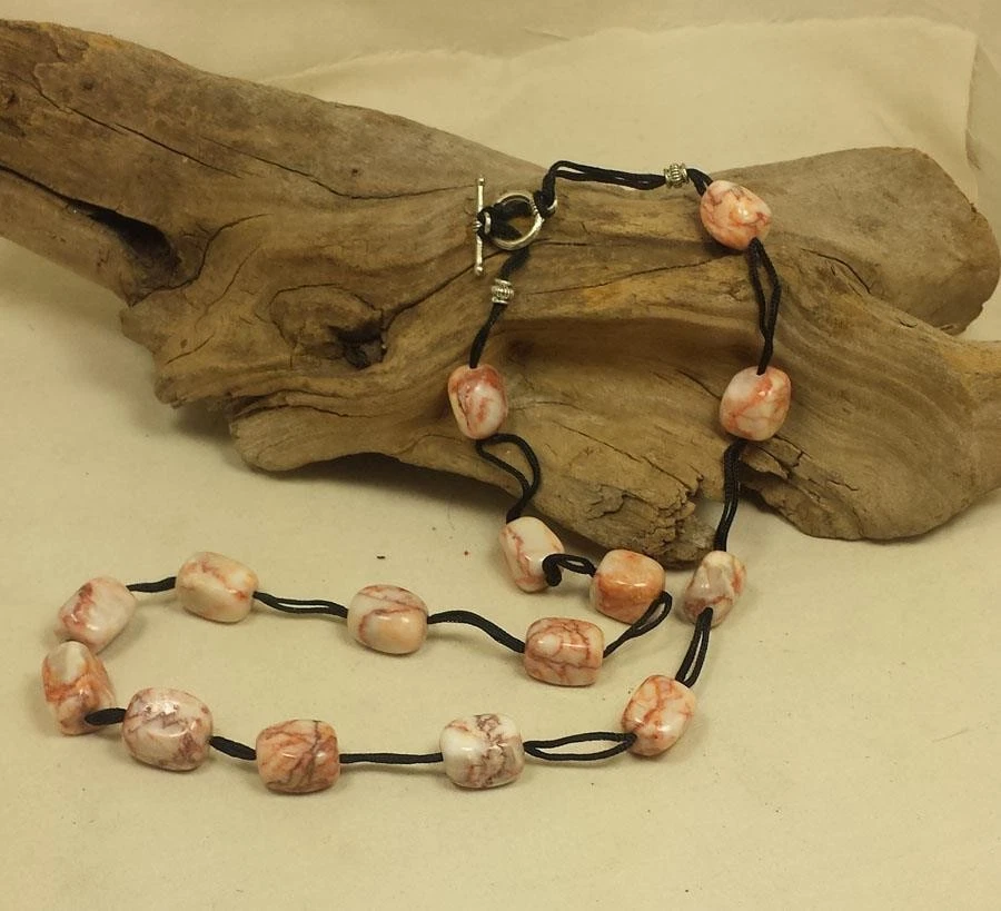 hand made jasper bead necklace/24" (z128-w2.0) - Image 1 of 1