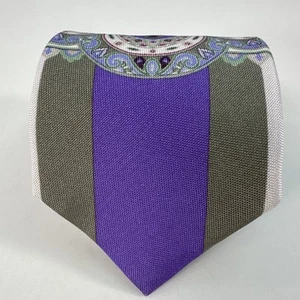 Etro Silk Skinny Neck Tie Purple Paisley Print 59L 3W Made in Italy - Picture 1 of 7